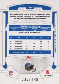 2008 Leaf Rookies & Stars Longevity - Sapphire #193 Kenneth Moore Back