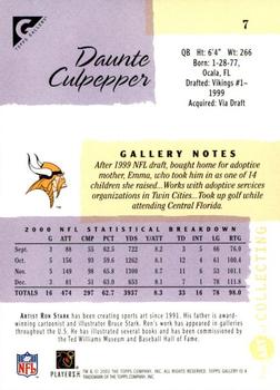 2001 Topps Gallery #7 Daunte Culpepper Back