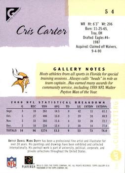 2001 Topps Gallery #54 Cris Carter Back