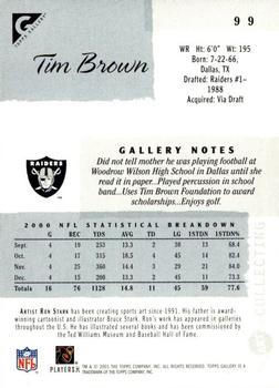 2001 Topps Gallery #99 Tim Brown Back