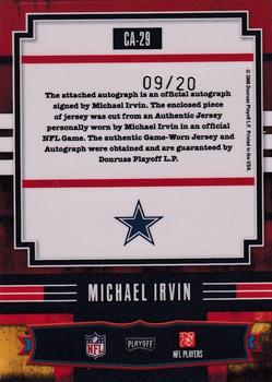 2008 Playoff Absolute Memorabilia - Canton Absolutes Materials Autographs Prime #CA-29 Michael Irvin Back
