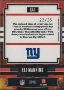 2008 Playoff Absolute Memorabilia - Canton Absolutes Materials Prime #CA-7 Eli Manning Back