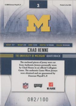 2008 Playoff Absolute Memorabilia - College Materials #3 Chad Henne Back
