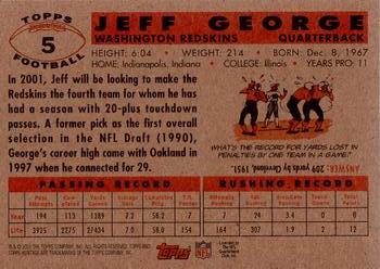2001 Topps Heritage #5 Jeff George Back