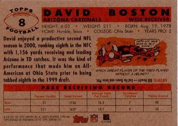 2001 Topps Heritage #8 David Boston Back