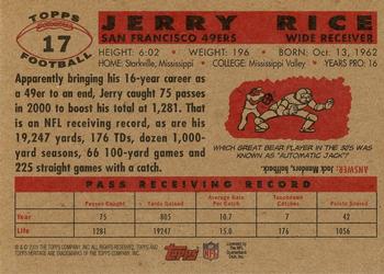 2001 Topps Heritage #17 Jerry Rice Back