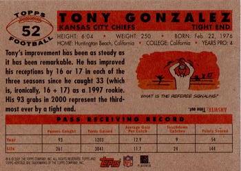 2001 Topps Heritage #52 Tony Gonzalez Back
