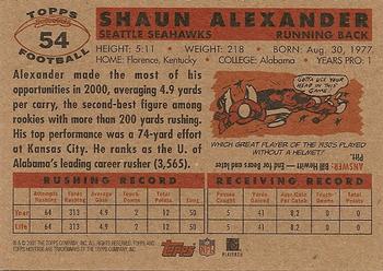2001 Topps Heritage #54 Shaun Alexander Back