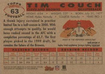 2001 Topps Heritage #63 Tim Couch Back