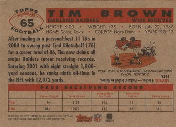 2001 Topps Heritage #65 Tim Brown Back