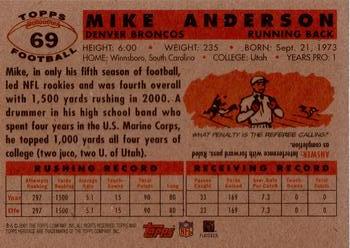 2001 Topps Heritage #69 Mike Anderson Back