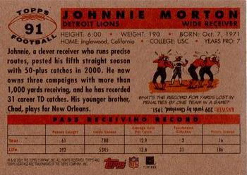 2001 Topps Heritage #91 Johnnie Morton Back