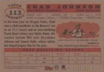 2001 Topps Heritage #113 Chad Johnson Back