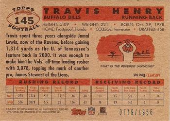 2001 Topps Heritage #145 Travis Henry Back