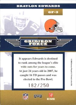 2008 Playoff Absolute Memorabilia - Gridiron Force #GF-3 Braylon Edwards Back