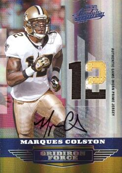 2008 Playoff Absolute Memorabilia - Gridiron Force Material Autographs Prime Jersey Number #GF-21 Marques Colston Front