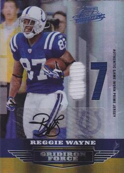 2008 Playoff Absolute Memorabilia - Gridiron Force Material Autographs Prime Jersey Number #GF-41 Reggie Wayne Front