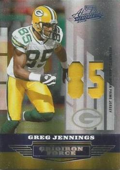 2008 Playoff Absolute Memorabilia - Gridiron Force Material Prime Jersey Number #GF-10 Greg Jennings Front