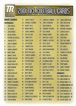 2001 Topps Reserve #NNO Checklist Front