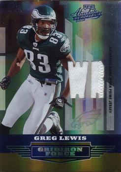 2008 Playoff Absolute Memorabilia - Gridiron Force Material Prime Position #GF-28 Greg Lewis Front