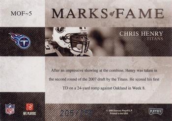 2008 Playoff Absolute Memorabilia - Marks of Fame #MOF-5 Chris Henry Back
