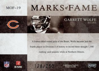 2008 Playoff Absolute Memorabilia - Marks of Fame #MOF-19 Garrett Wolfe Back