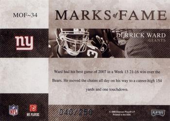 2008 Playoff Absolute Memorabilia - Marks of Fame #MOF-34 Derrick Ward Back