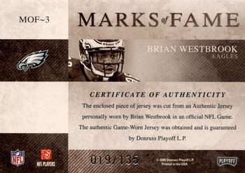 2008 Playoff Absolute Memorabilia - Marks of Fame Materials #MOF-3 Brian Westbrook Back
