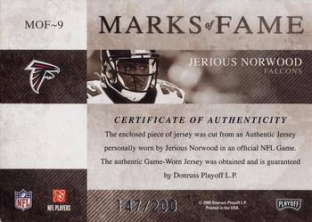 2008 Playoff Absolute Memorabilia - Marks of Fame Materials #MOF-9 Jerious Norwood Back