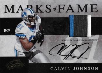 2008 Playoff Absolute Memorabilia - Marks of Fame Materials Autographs Prime #MOF-4 Calvin Johnson Front
