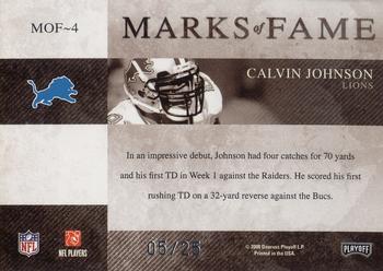 2008 Playoff Absolute Memorabilia - Marks of Fame Spectrum #MOF-4 Calvin Johnson Back