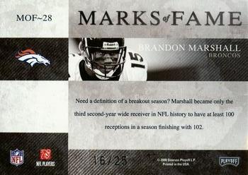 2008 Playoff Absolute Memorabilia - Marks of Fame Spectrum #MOF-28 Brandon Marshall Back