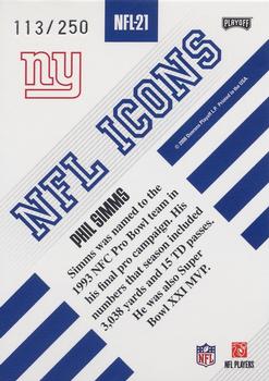 2008 Playoff Absolute Memorabilia - NFL Icons #NFL-21 Phil Simms Back