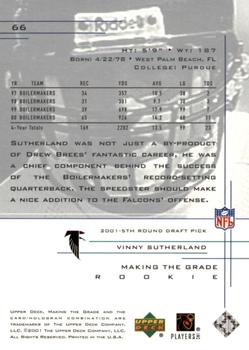 2001 UD Graded #66 Vinny Sutherland Back