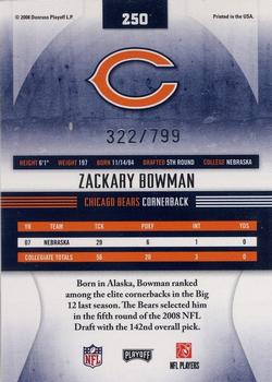 2008 Playoff Absolute Memorabilia - Retail #250 Zackary Bowman Back