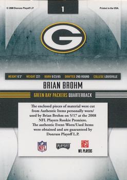 2008 Playoff Absolute Memorabilia - Rookie Jersey Collection #1 Brian Brohm Back