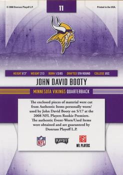2008 Playoff Absolute Memorabilia - Rookie Jersey Collection #11 John David Booty Back