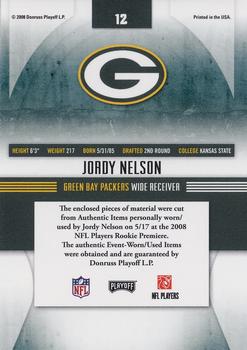 2008 Playoff Absolute Memorabilia - Rookie Jersey Collection #12 Jordy Nelson Back