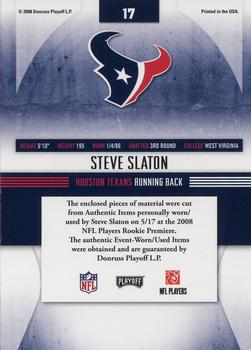2008 Playoff Absolute Memorabilia - Rookie Jersey Collection #17 Steve Slaton Back