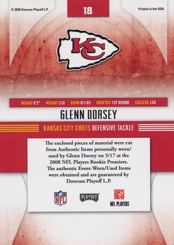 2008 Playoff Absolute Memorabilia - Rookie Jersey Collection #18 Glenn Dorsey Back