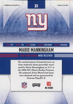 2008 Playoff Absolute Memorabilia - Rookie Jersey Collection #21 Mario Manningham Back