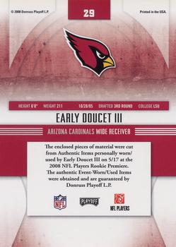 2008 Playoff Absolute Memorabilia - Rookie Jersey Collection #29 Early Doucet Back