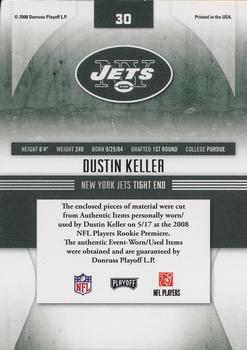 2008 Playoff Absolute Memorabilia - Rookie Jersey Collection #30 Dustin Keller Back