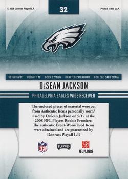 2008 Playoff Absolute Memorabilia - Rookie Jersey Collection #32 DeSean Jackson Back