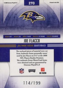 2008 Playoff Absolute Memorabilia - Rookie Premiere Materials AFC/NFC #270 Joe Flacco Back