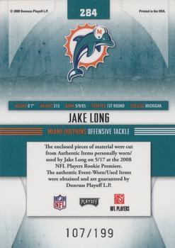 2008 Playoff Absolute Memorabilia - Rookie Premiere Materials AFC/NFC #284 Jake Long Back