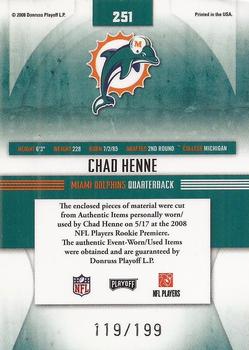 2008 Playoff Absolute Memorabilia - Rookie Premiere Materials AFC/NFC Spectrum Prime #251 Chad Henne Back