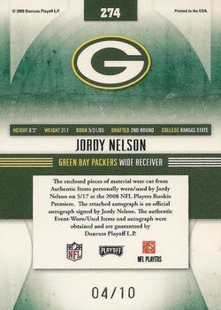 2008 Playoff Absolute Memorabilia - Rookie Premiere Materials Autographs AFC/NFC Spectrum Prime #274 Jordy Nelson Back