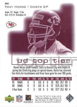 2001 Upper Deck Top Tier #86 Tony Horne Back