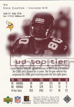 2001 Upper Deck Top Tier #94 Cris Carter Back